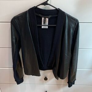 BCBGMaxazaria faux leather/sweater jacket, black, XXS, moderately used